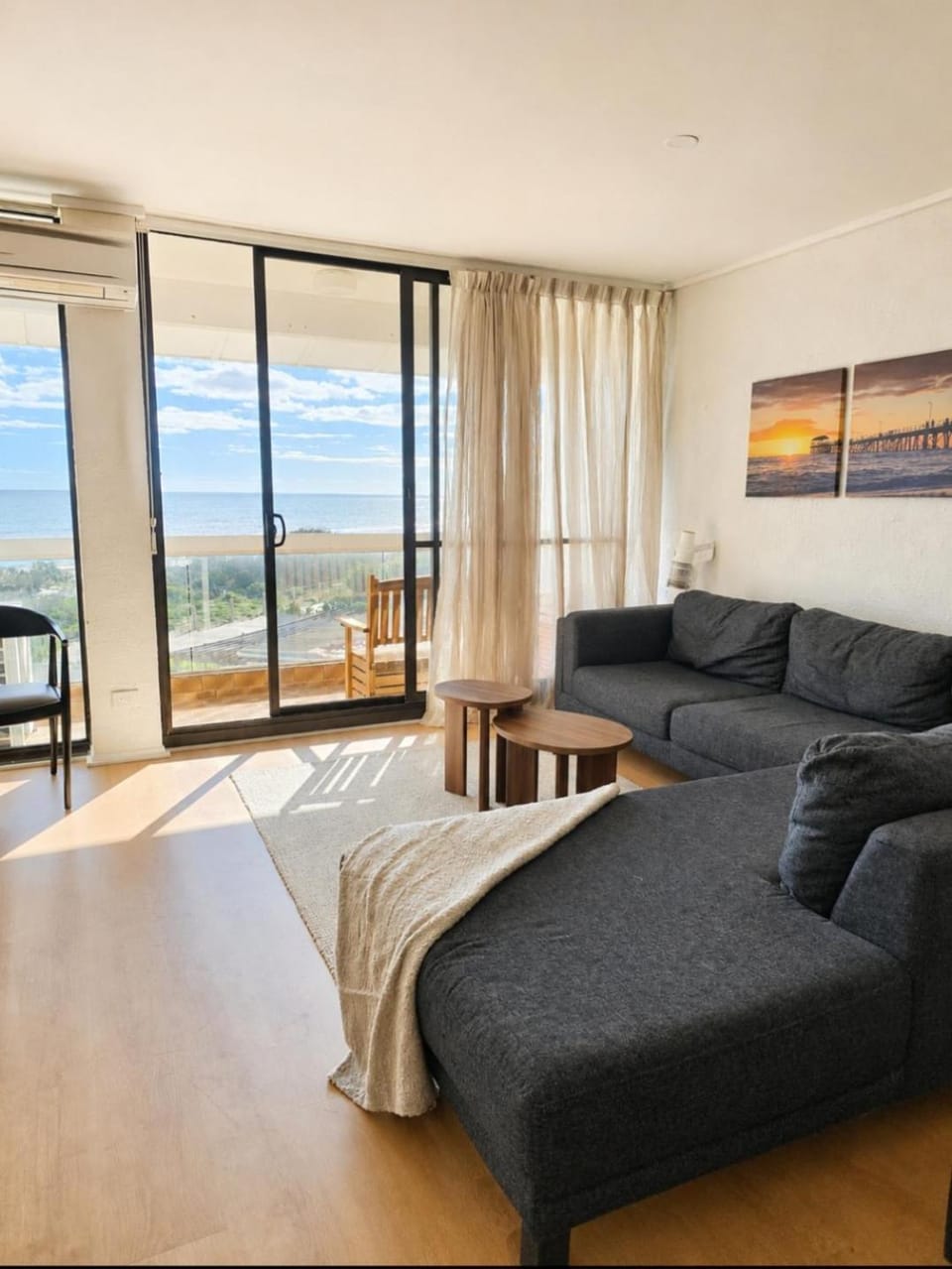 Bed, Living room, Seating area, Sea view
