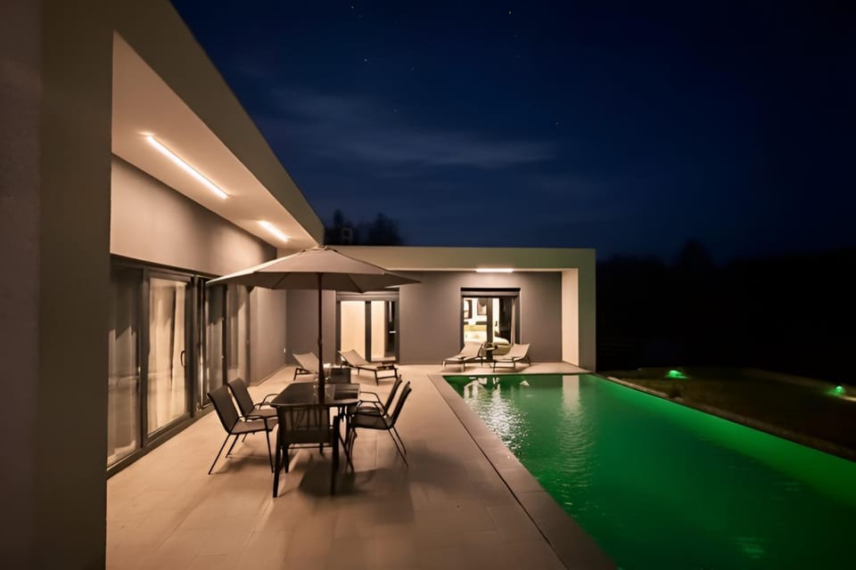 Night, Pool view, Swimming pool