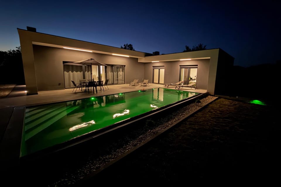 Night, Pool view, Swimming pool
