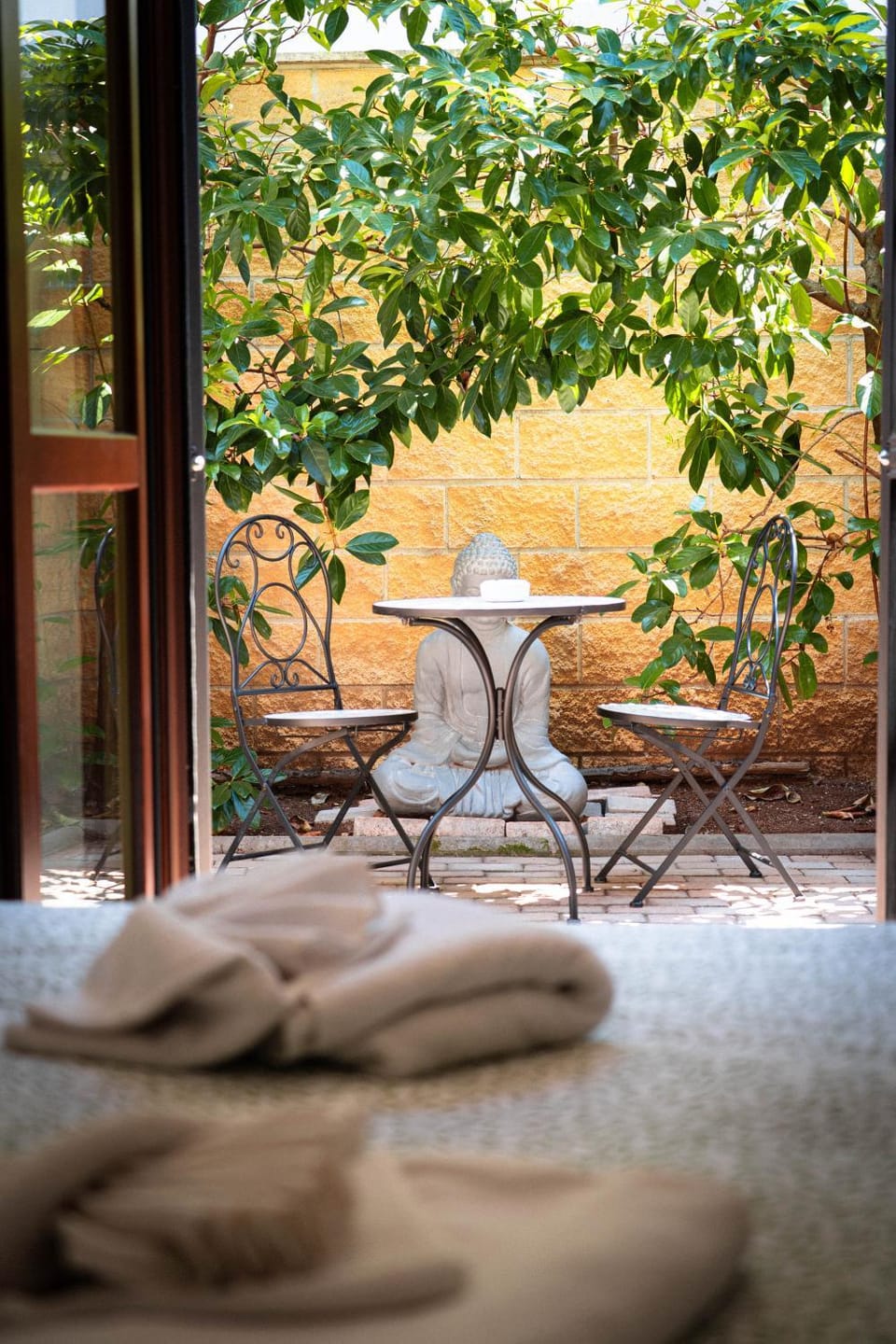 Garden view, towels