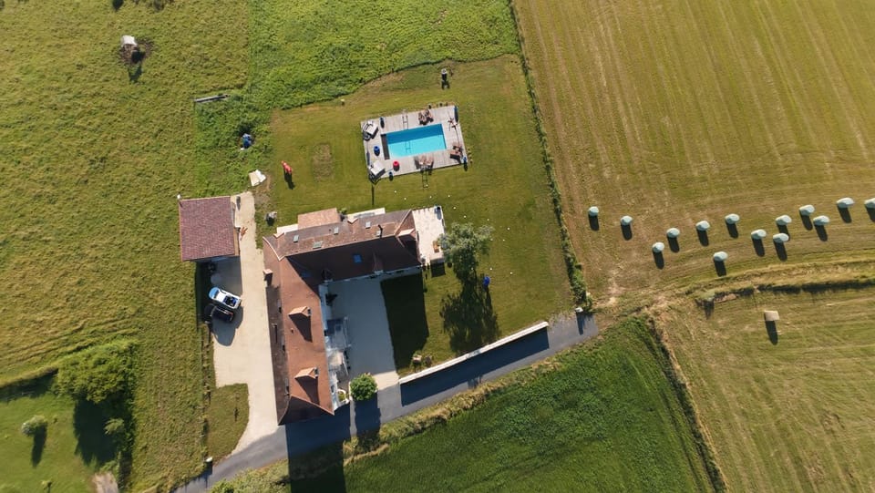 Spring, Day, Bird's eye view, Garden, Garden view, Pool view, Swimming pool