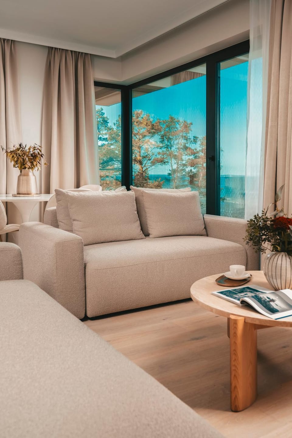 Natural landscape, Living room, Seating area, Sea view