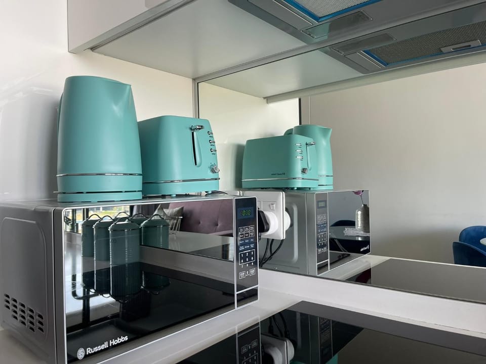 Kitchen or kitchenette, microwave