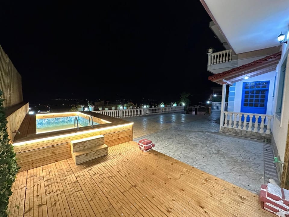 Patio, Night, Balcony/Terrace, Pool view, Swimming pool