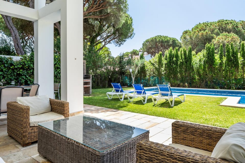 Property building, Living room, Swimming pool