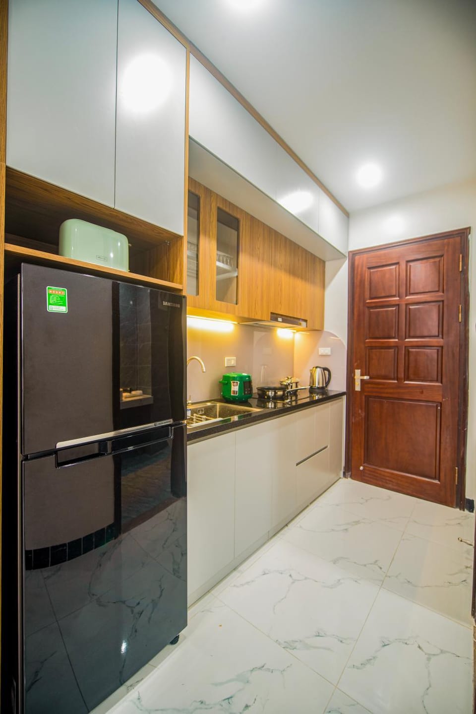 Kitchen or kitchenette, stove