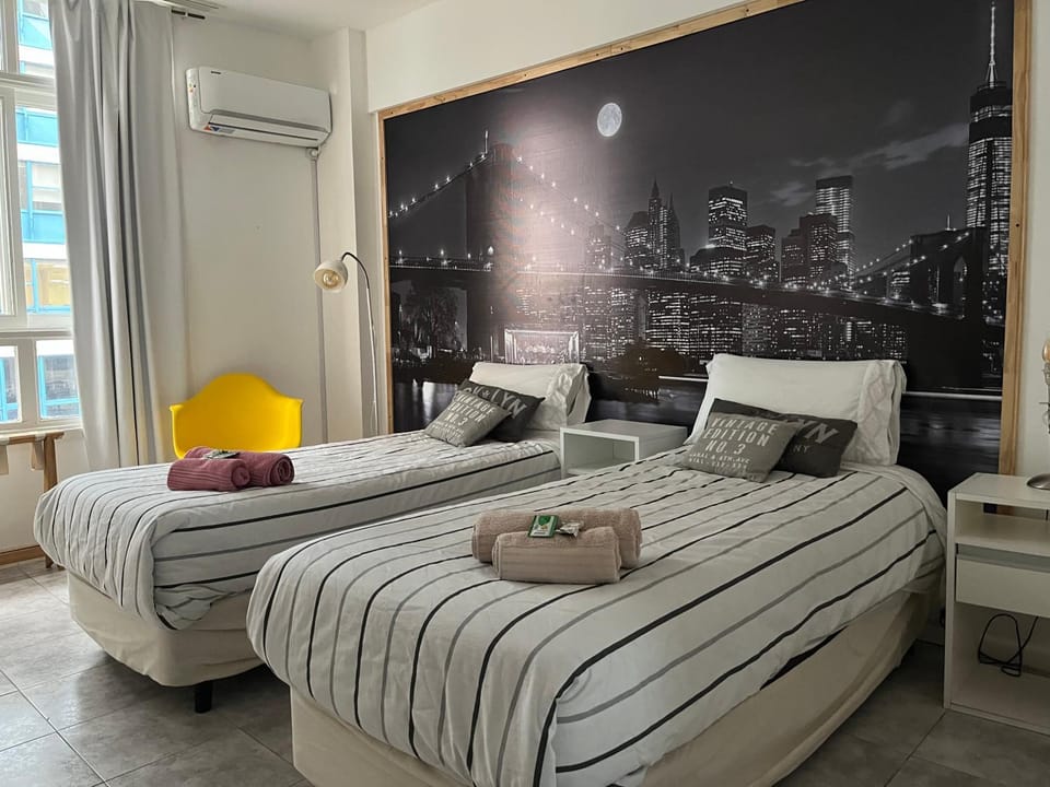 Bed, Bedroom, towels, air conditioner