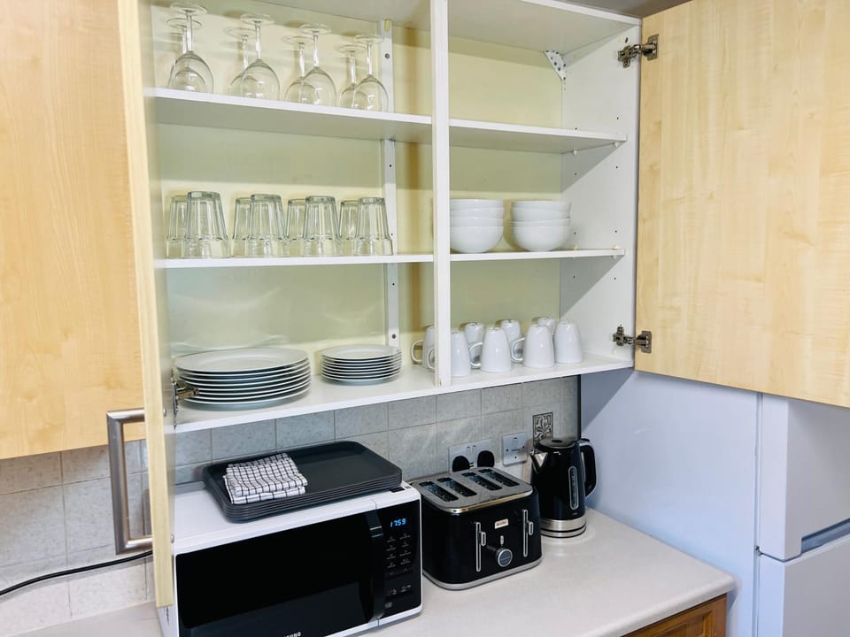 Kitchen or kitchenette, minibar, toaster