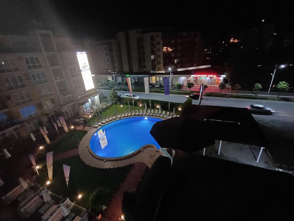 Night, Pool view, Swimming pool