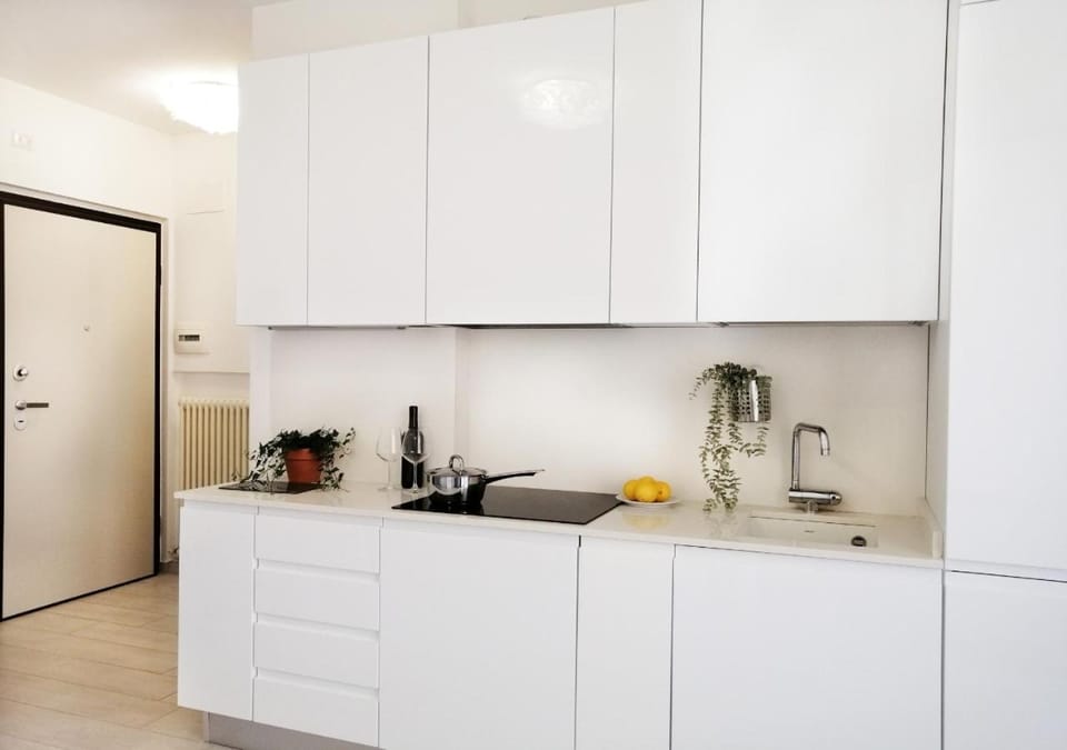 Kitchen or kitchenette, stove