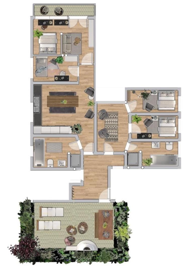 Flatista Homes - Penthouse with Rooftop Gym Apartment in Munich