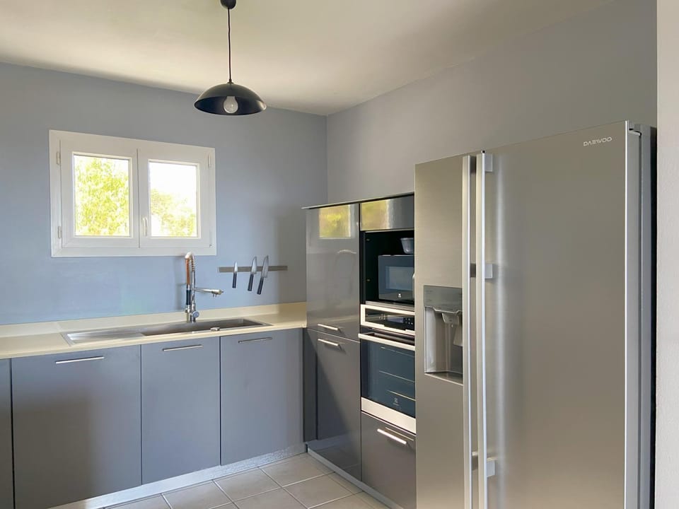 Kitchen or kitchenette, oven
