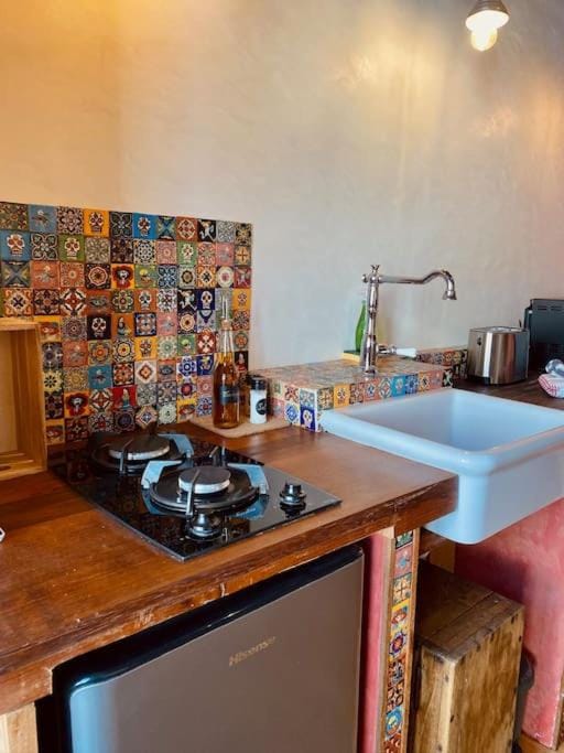 Kitchen or kitchenette, stove