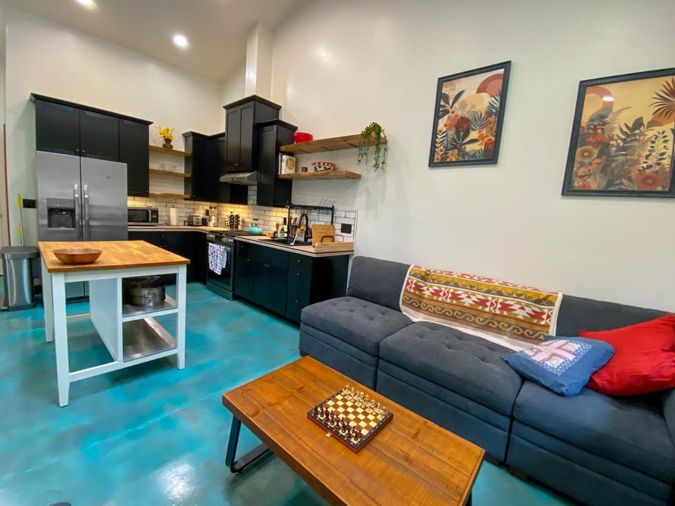 Living room, kitchen