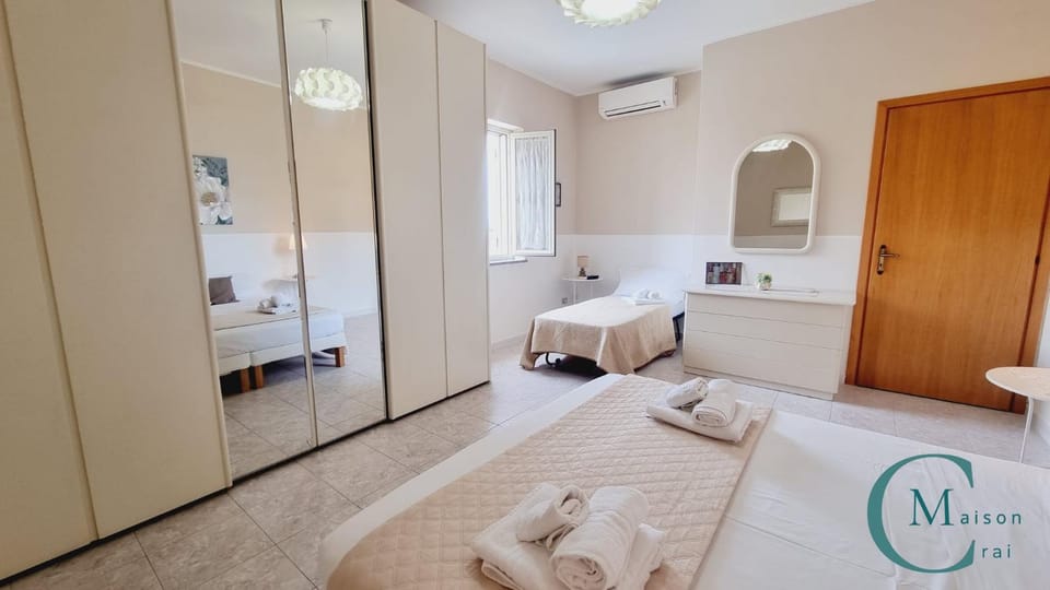 Bed, Photo of the whole room, Bedroom, towels, wardrobe, air conditioner