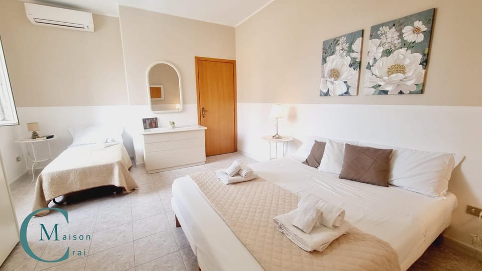 Bed, Photo of the whole room, Bedroom, towels, air conditioner