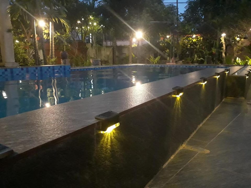 Night, Pool view, Swimming pool