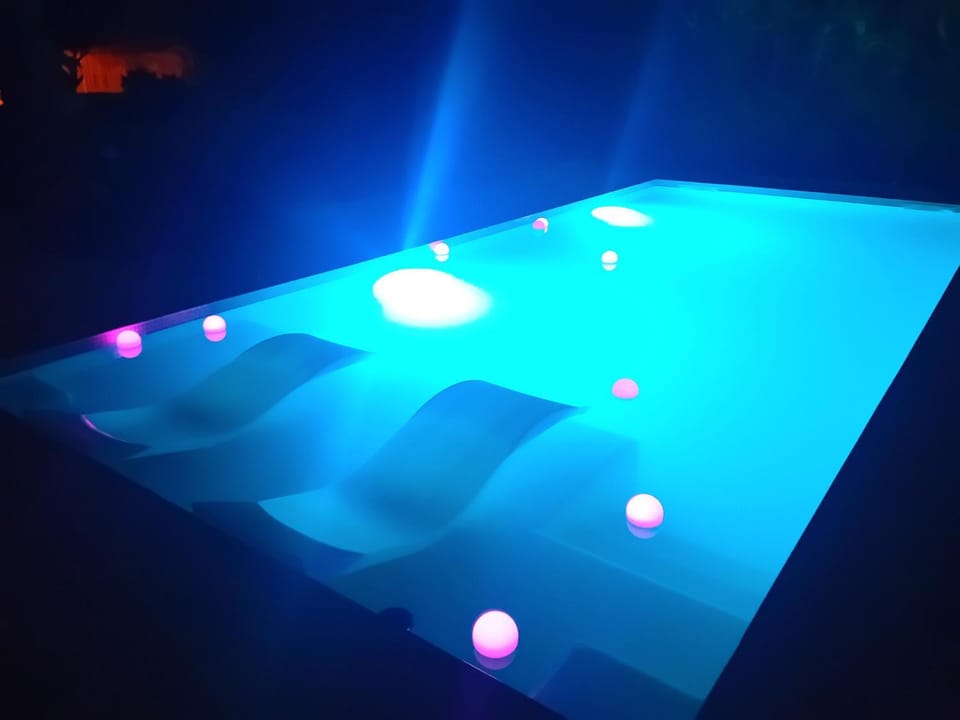 Night, Pool view, Swimming pool