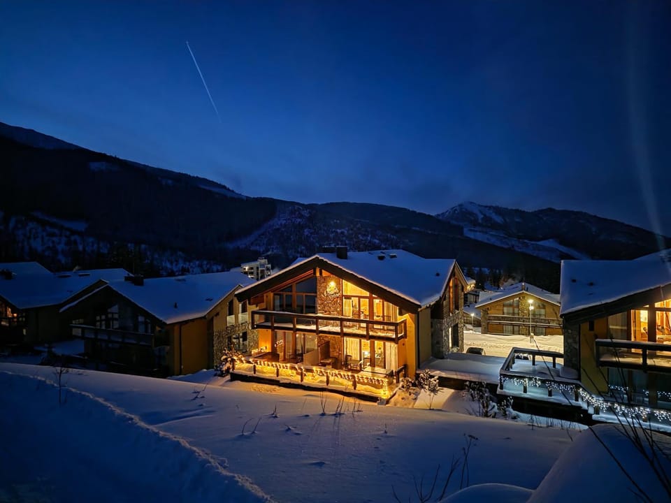 Night, Natural landscape, Winter, Mountain view
