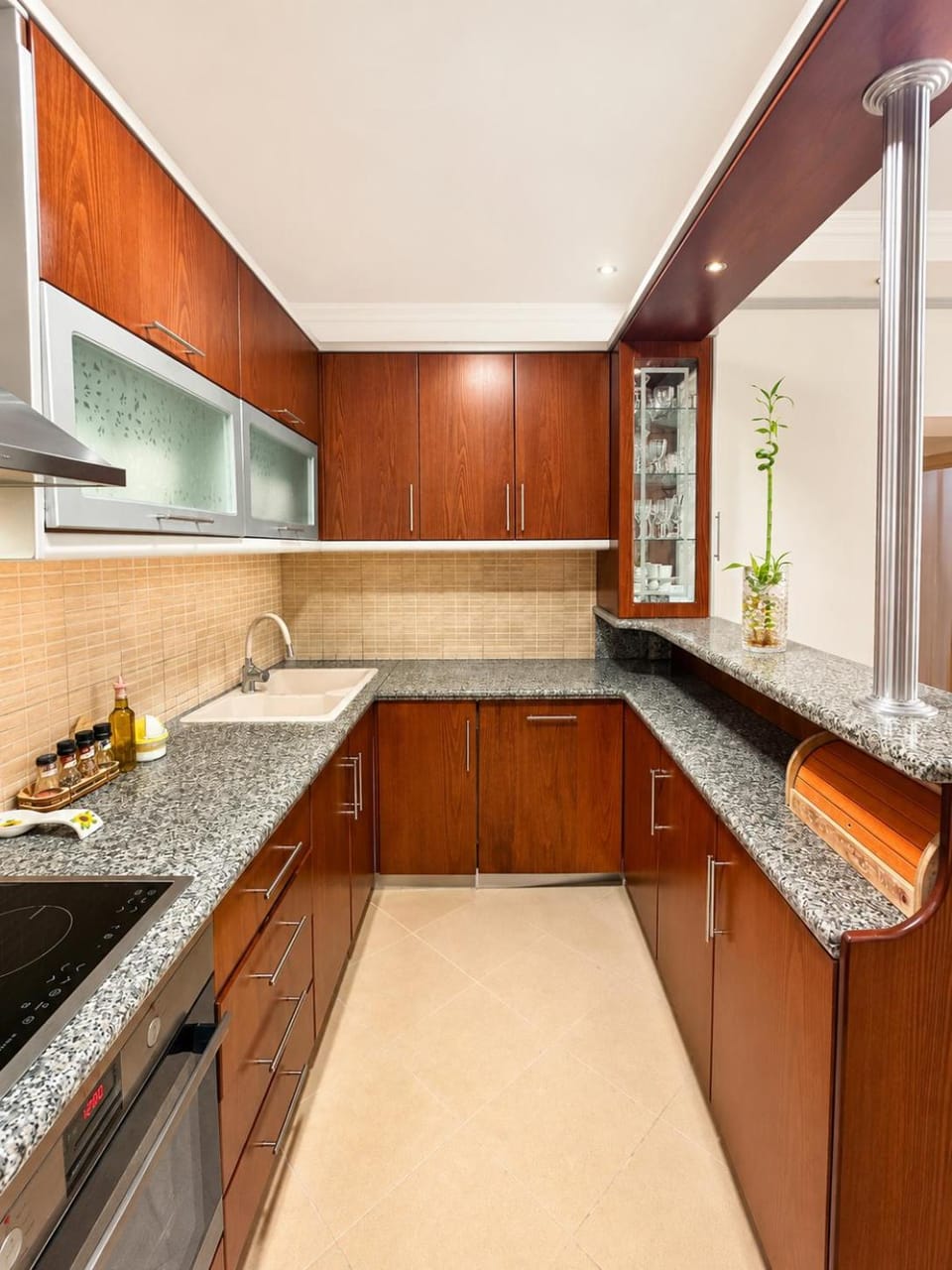 Kitchen or kitchenette, dishwasher, stove