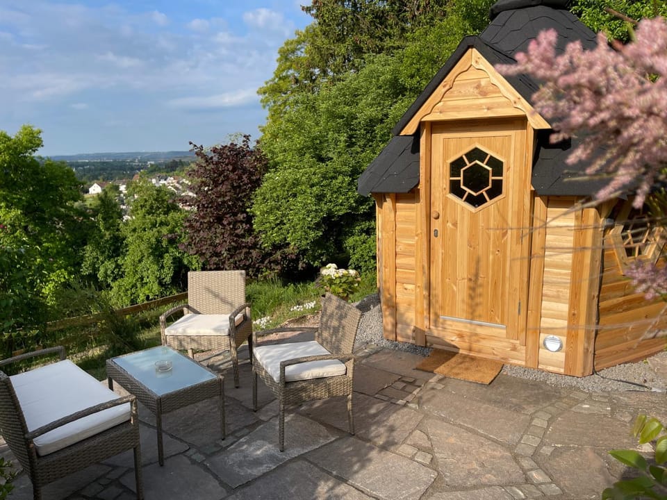 Day, Natural landscape, Sauna, View (from property/room), Balcony/Terrace, Garden view