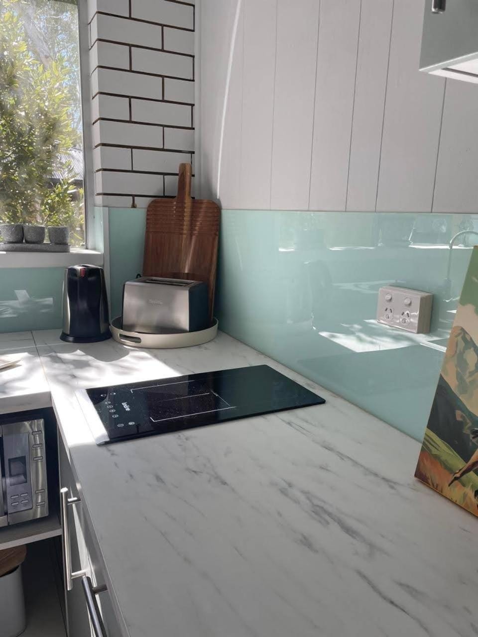 Kitchen or kitchenette, stove
