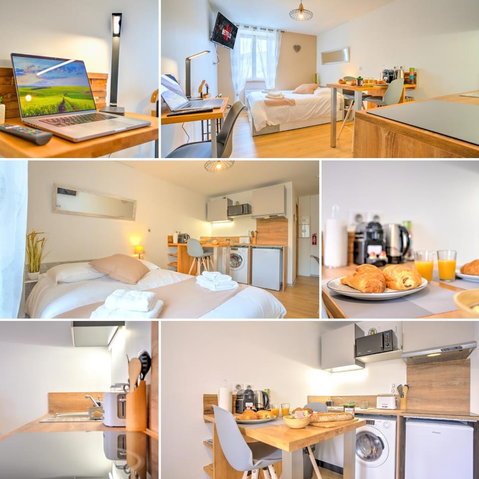 Bed, TV and multimedia, Kitchen or kitchenette, Food and drinks, Photo of the whole room, Dining area, Bedroom, Food, minibar, stove, toaster