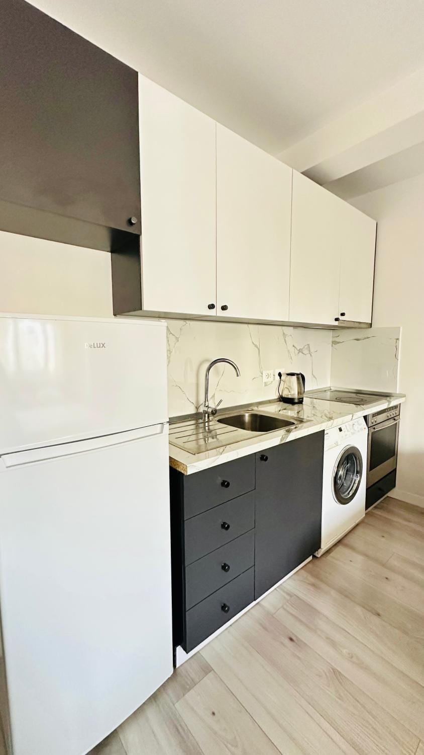 Kitchen or kitchenette, stove