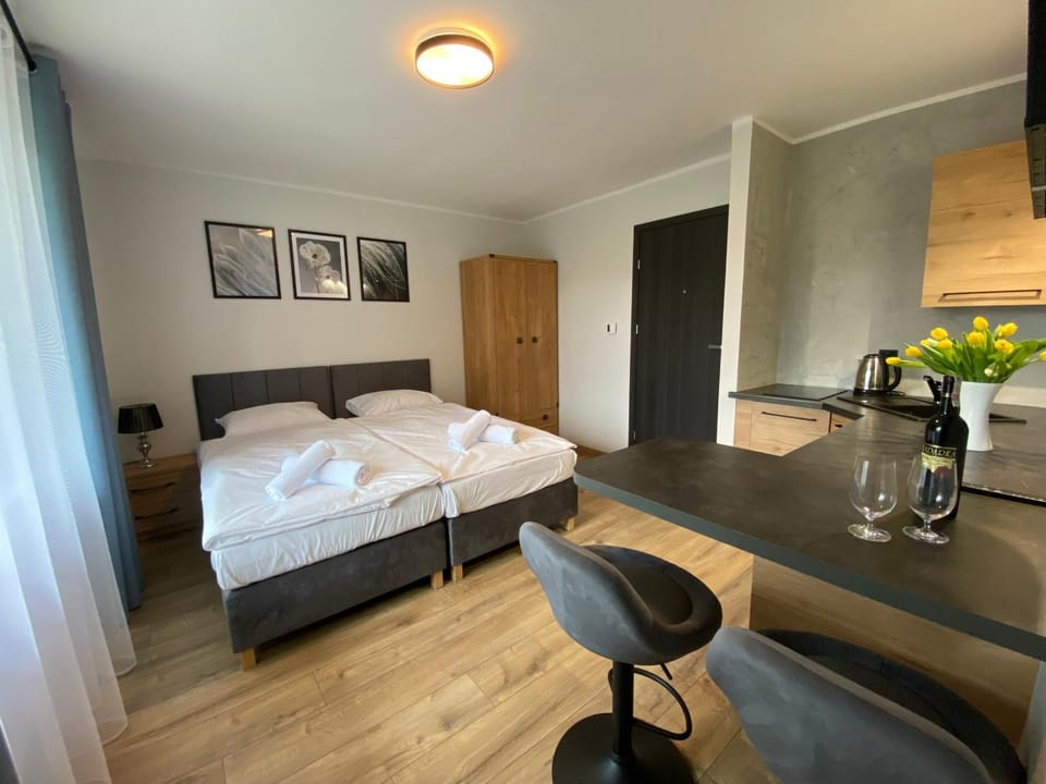 Bed, Kitchen or kitchenette, Living room, Photo of the whole room, Seating area, Bedroom, towels, wardrobe
