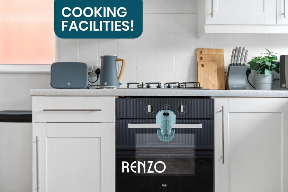 Kitchen or kitchenette, oven, stove, toaster