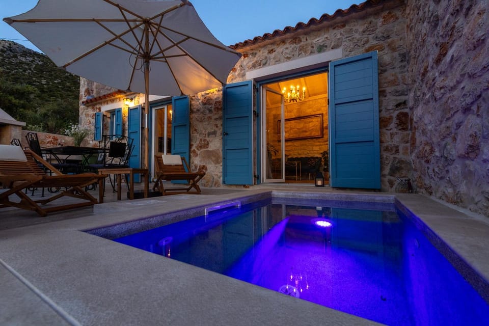 Property building, Night, Pool view, Swimming pool