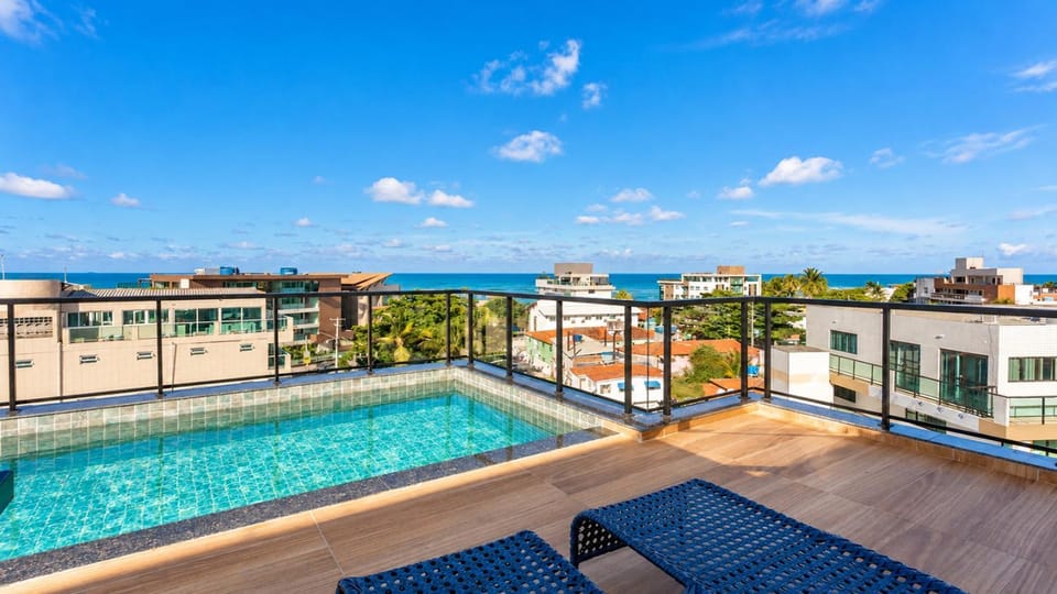 Property building, Patio, Day, Natural landscape, View (from property/room), Balcony/Terrace, Pool view, Sea view, Swimming pool, sunbed