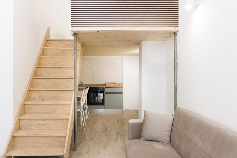 Kitchen or kitchenette, Living room, Seating area