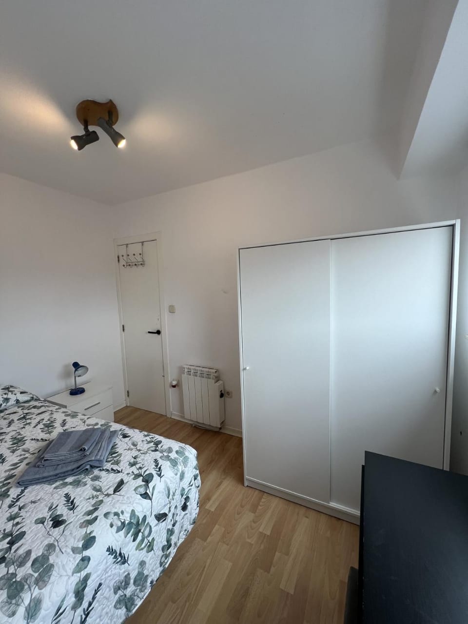 Bed, wardrobe