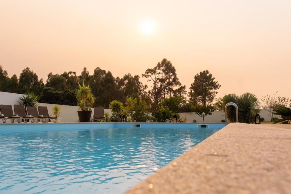 Pool view, Swimming pool, Sunset, sunbed