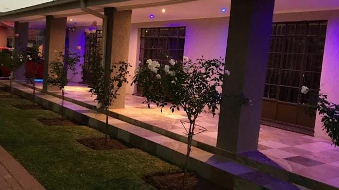 Property building, Night, Garden, Garden view