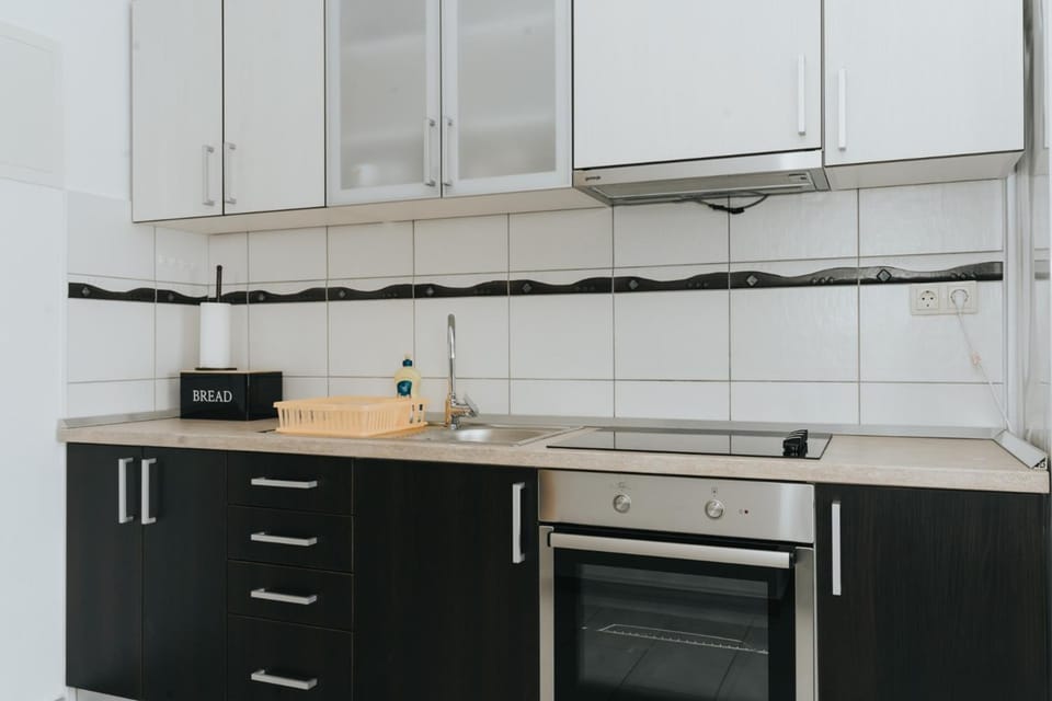 Kitchen or kitchenette, stove