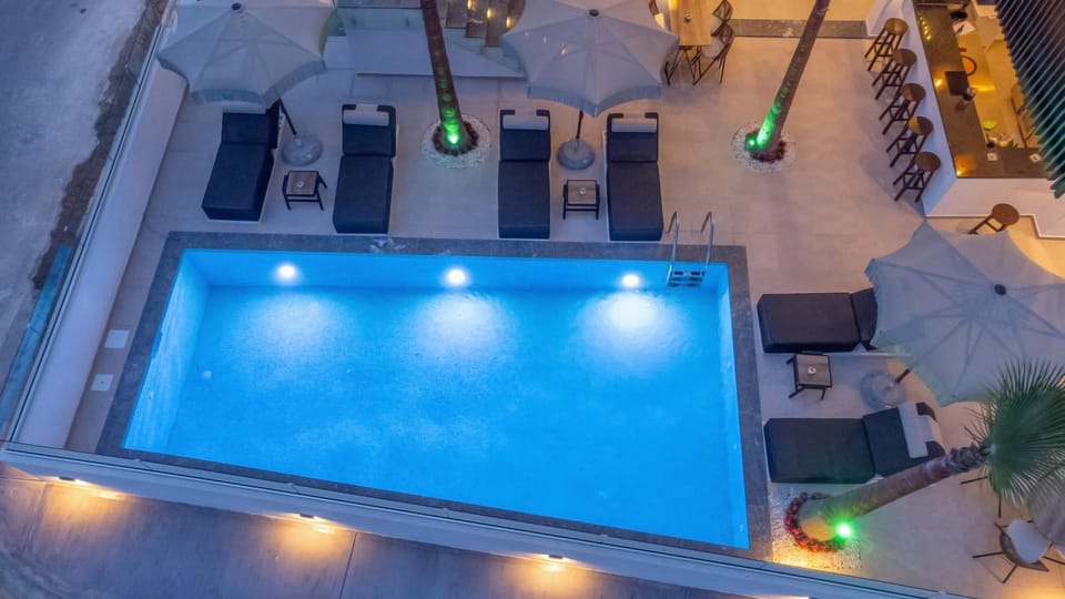 Night, Pool view, Swimming pool