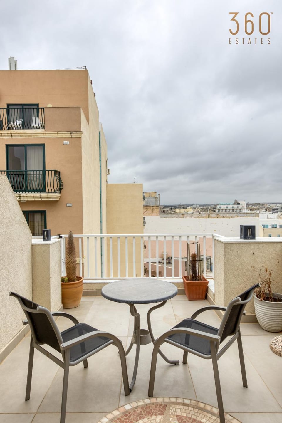 Property building, Patio, Day, View (from property/room), Balcony/Terrace, Living room, Seating area