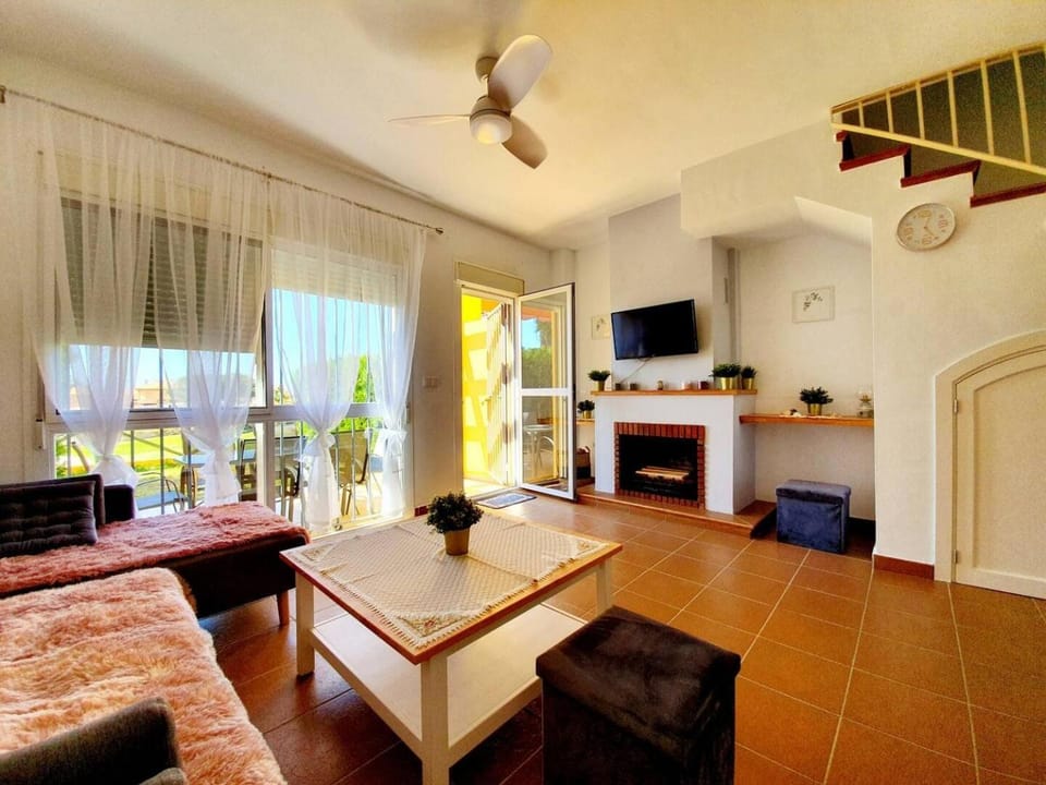 Living room, fireplace