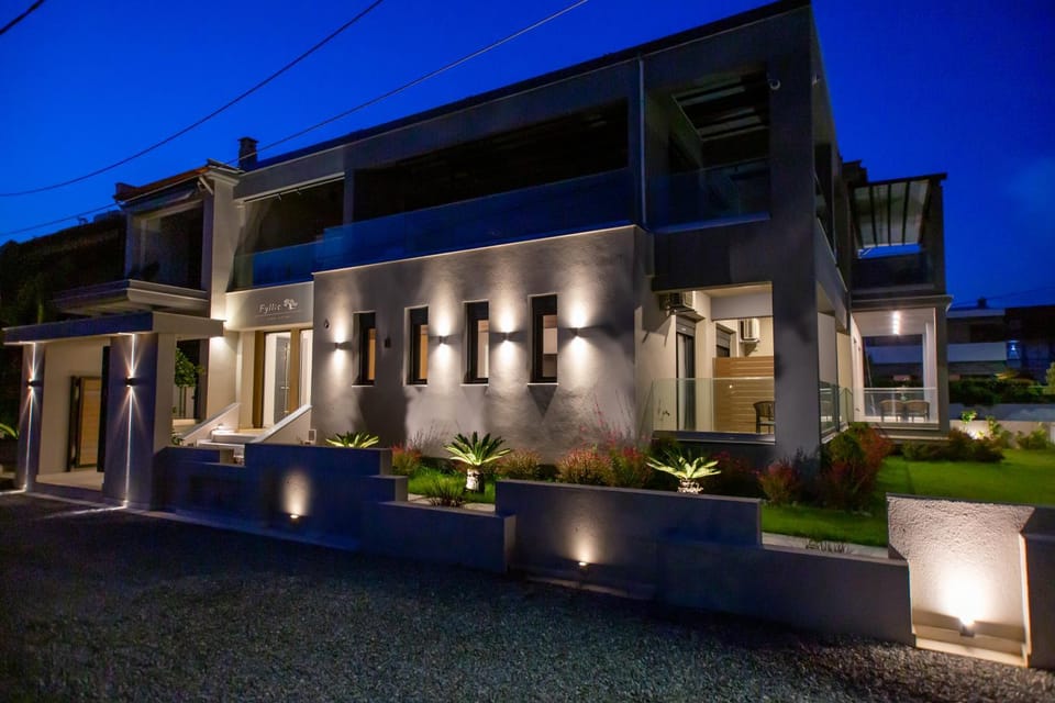 Property building, Night, Garden, Garden view