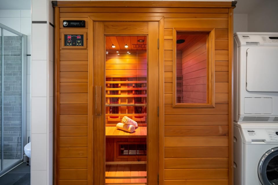 Sauna, washing machine, dryer