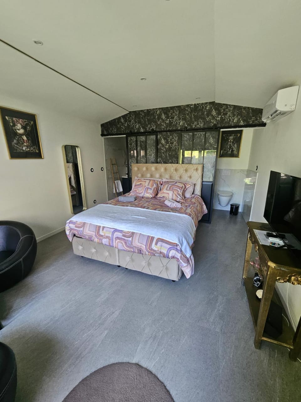 Bed, TV and multimedia, Living room, Photo of the whole room, Bedroom, air conditioner