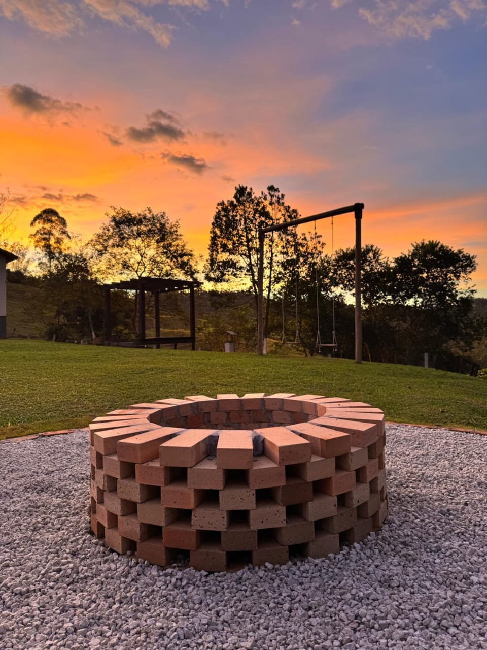 Natural landscape, Sunset, fireplace