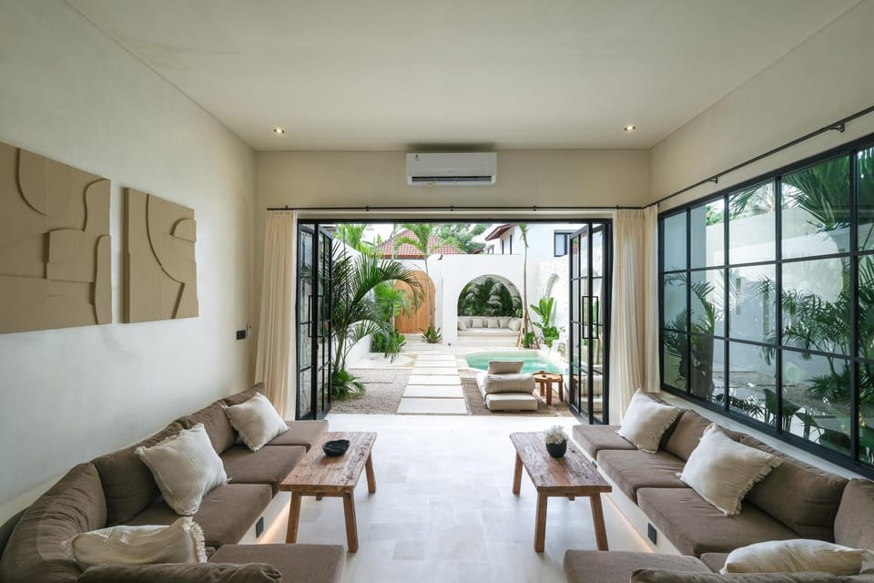 Living room, Seating area, Garden view