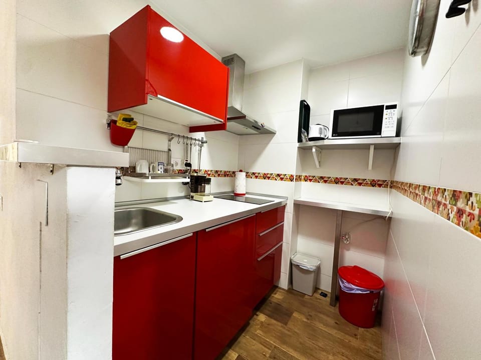 Kitchen or kitchenette, minibar, oven, stove