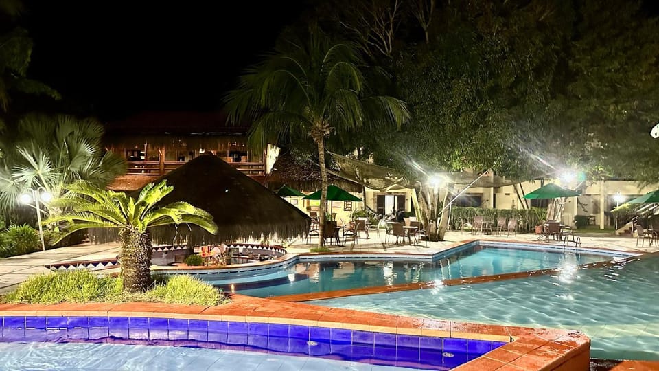 Night, Garden, Lounge or bar, Aqua park, Pool view, Swimming pool