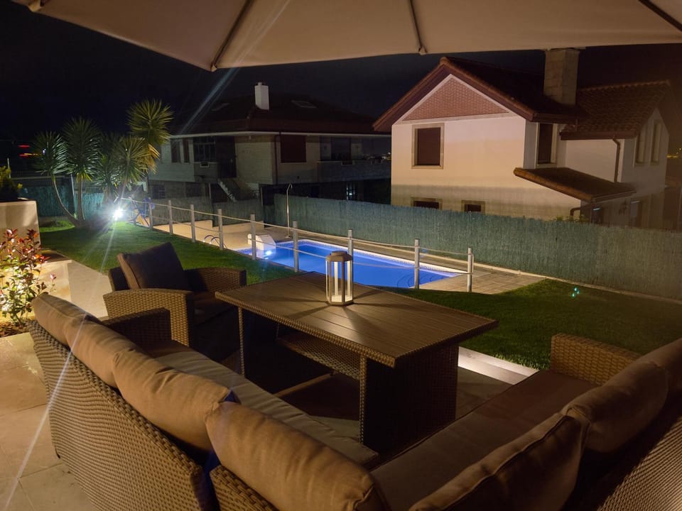 Patio, Night, Pool view, Swimming pool