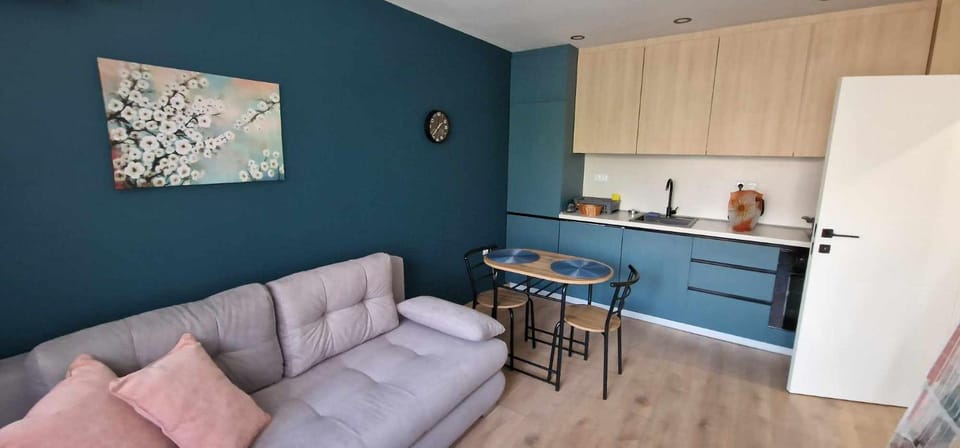 Kitchen or kitchenette, Living room, Seating area, Dining area