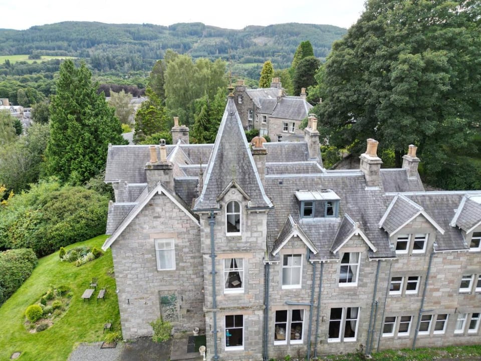 Property building, Spring, Natural landscape, Bird's eye view, Mountain view